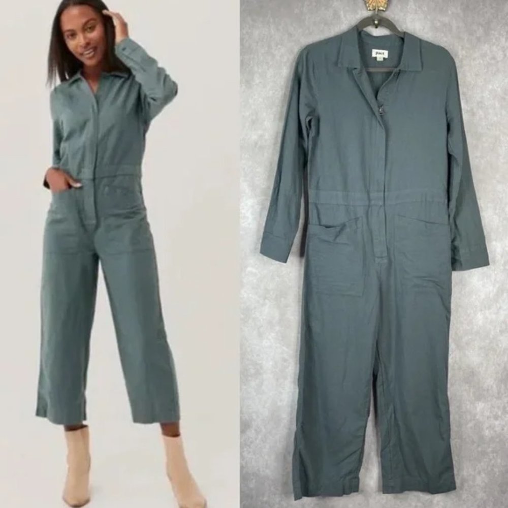 NWT Pact The Harbour Front Zip Crop Utility Jumpsuit Women's Size XS